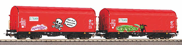 075-58257 - H0 2er Set Schiebeplanenwg. Caib NS V mit Graffiti